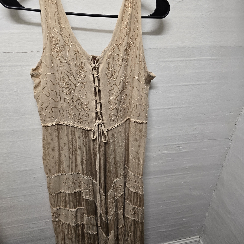 Scully Tan/Gold Lace-Up Dress
